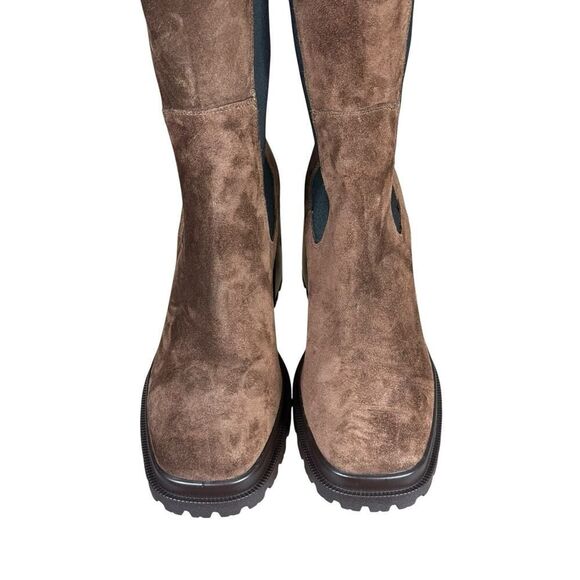 NEW Steve Madden Brown Suede Tall Platform Block Heel Boots sz 11 - Picture 8 of 14